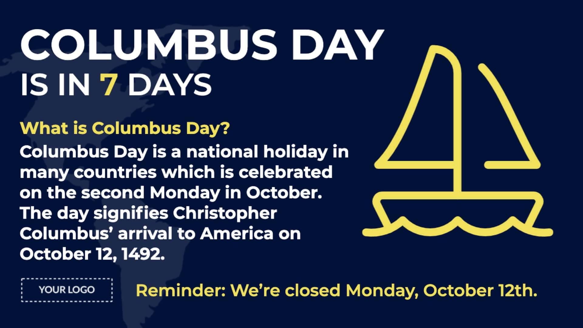 Holiday Columbus Day Digital Signage Template